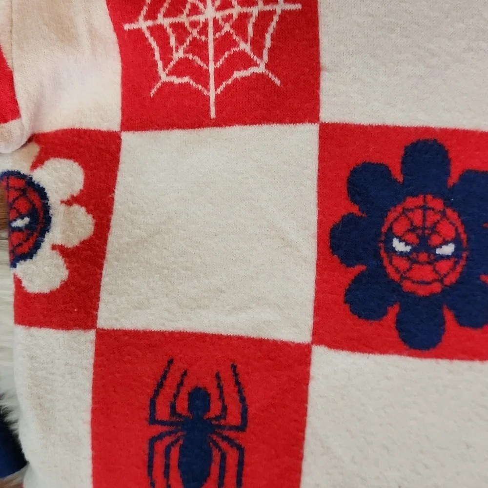 Marvel Spider-Man Floral Checkered Womens Cardigan - Picture 4 of 4